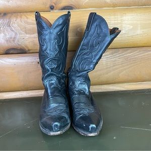 Dan Post Black Leather Cowboy Western Boots 8.5 D leather sole 2589